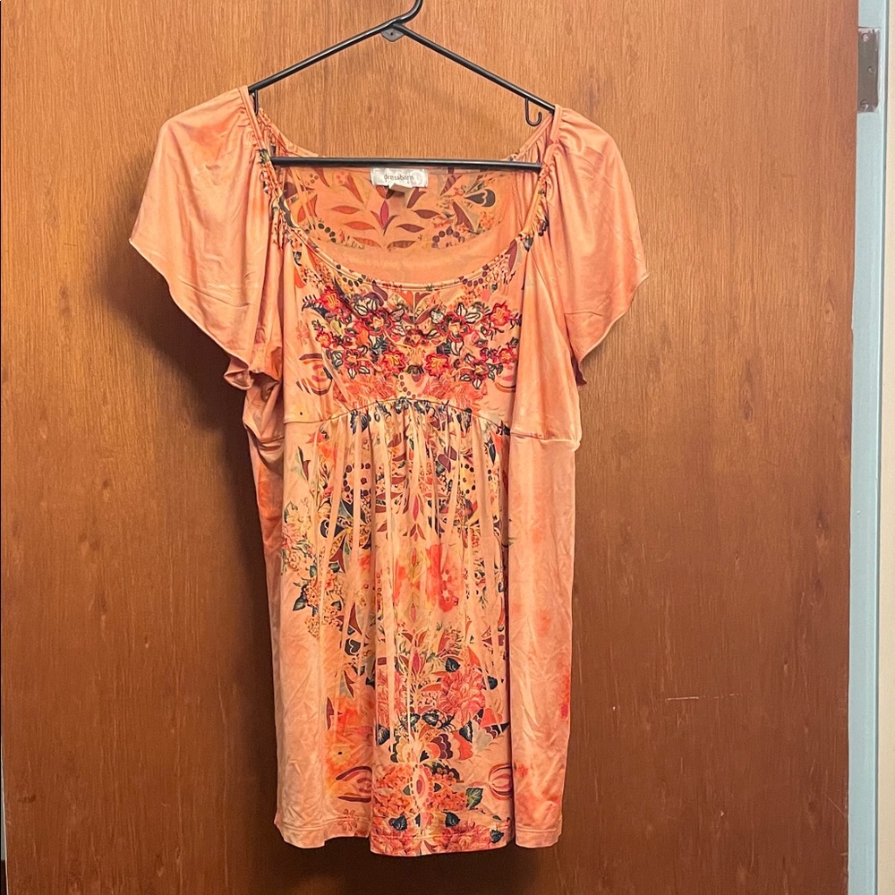 Dress Barn Peach Floral Blouse